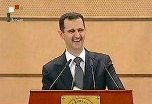 صورة عن التلفزيون السوري للرئيس بشار الاسد متحدثا امس