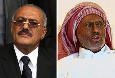 الرئيس اليمني علي عبدالله صالح كما ظهر في الفيديو الذي بثه التلفزيون اليمني امس وصورة سابقة له