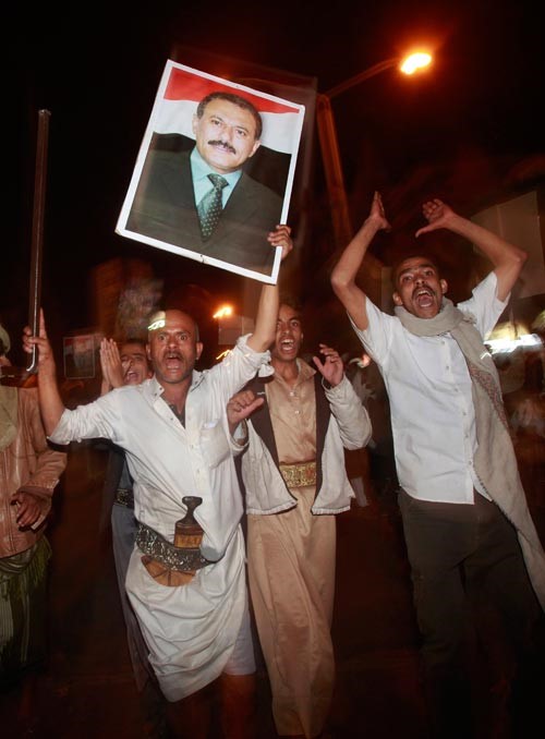 وانصار صالح يحتفلون بعد ظهور صالح مساء امس