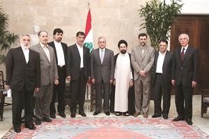 الرئيس ميشال سليمان مستقبلا وفدا ايرانيا في بعبدا امس	محمود الطويل﻿