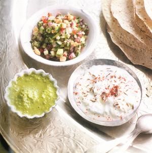 صلصة الكزبرة والنعناع «جتني» Chutney ولبن زبادي بالخيار