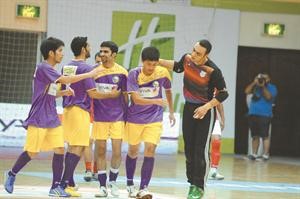 فرحة لاعبي فريق الخرافي بالتاهل