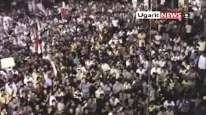 صورة ماخوذة عن الانترنت لحشود المحتجين في الرستن