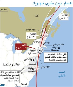 إعصار «إيرين» يخلّف 10 قتلى ويقطع الكهرباء عن مليون منزل ويغلق نيويورك جواً وبحراً ويحيلها إلى مدينة أشباح