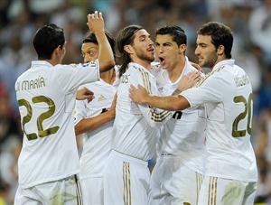 فرحة نجوم ريال مدريد هيغواين ورونالدو وراموس واوزيل ودي ماريا تكررت 6 مرات امام فاليكانو 	رويترز﻿