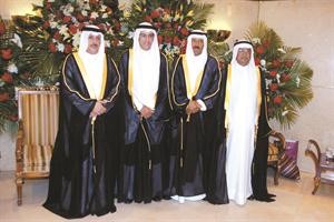 المعرس ضاري النخيلان مع والده وعمه محمد النخيلان ووالد العروس عبداللطيف السرحان﻿