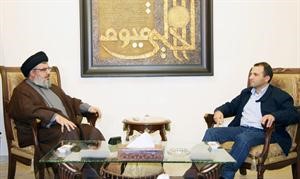 امين عام حزب الله السيد حسن نصرالله مستقبلا وزير الطاقة جبران باسيل محمود الطويل