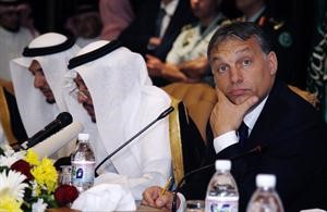 رئيس الوزراء الهنغاري فيكتور اوربان خلال مؤتمر مع رجال اعمال سعوديين في الرياض امس 	رويترز﻿