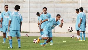 بدر المطوع خلال التدريب امس في ملعب بلدية برج حمود﻿