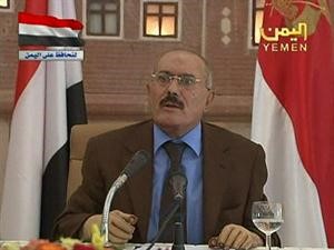 علي عبدالله صالح في كلمته للتلفزيون اليمني امس	افپ﻿