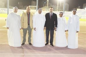 عبدالله الطريجي ووفد المقاولون العرب في ستاد السالمية﻿