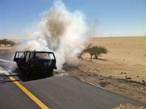المركبة قبل ان يتعامل معها رجال الاطفاء﻿