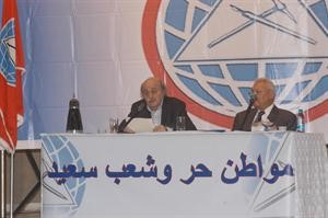 النائب وليد جنبلاط خلال الجمعية العمومية للحزب التقدمي الاشتراكي امس 	محمود الطويل﻿
