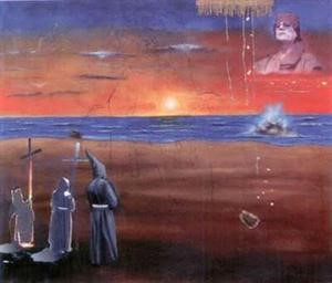 ولوحة اخرى رسم والده معمر القذافي﻿