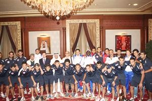 المنتخب اللبناني لدى وصوله المطار امس﻿