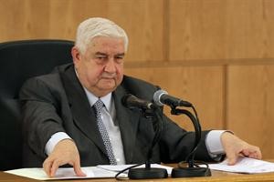 وزير الخارجية السوري وليد المعلم في المؤتمر الصحافي 	افپ﻿