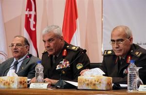 جانب من المؤتمر الصحافي حول الانتخابات في مصر 	افپ﻿