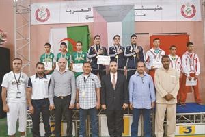 منتخبنا الوطني في الكاتا الجماعي على منصة التتويج في البطولة العربية بالمغرب﻿