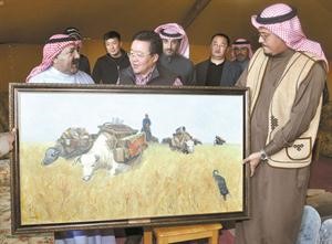الشيخ ناصر صباح الاحمد يقدم هدية تذكارية للرئيس المنغولي
