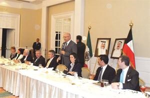 السفير سميح جوهر حيات متحدثا خلال حفل العشاء الذي اقامه على شرف السفير المكسيكي دلويس البرتو غرمان باريرو﻿