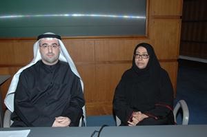 دمثنى الرفاعي وندى المطلق خلال اللقاء﻿