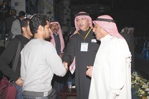 رضا معرفي وسعود بوحمد وحسن ابو الحسن يرحبون بالوفد السعودي
