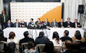 ﻿المؤتمر الصحافي الذي عقده وزراء المعارضة خلال اعلان استقالتهم من الحكومة اللبنانية﻿