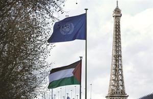 العلم الفلسطيني مرفرفا في منظمة اليونسكو﻿