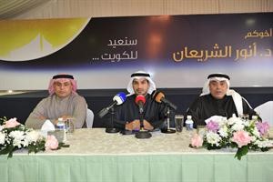 مرشح الدائرة الاولى د انور الشريعان متحدثا في المؤتمر الصحافي في مقره الانتخابي متين غوزال
