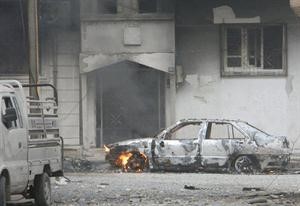 جانب من الدمار الذي لحق باحد احياء مدينة حمص جراء القصف المتواصل	افب﻿