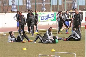 لاعبو الاهلي خلال احد التدريبات
