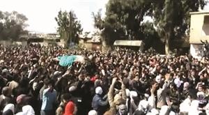 صورة بثها ناشطون لتشييع قتلى سقطوا في كفر سوسة بدمشق امس 