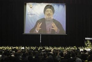 امين عام حزب الله السيد حسن نصر الله خلال القائه كلمة بمناسبة حفل تخريج دورات النورمحمود الطويل