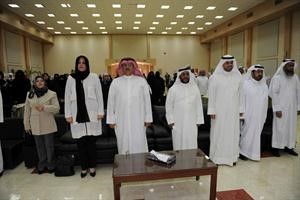 عبدالله الحربي ونادية العريفان وشيمة المحيني وجابر التمران خلال افتتاح المعرض
