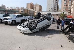 السيارة بعد انقلابها ﻿