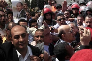 عمر سليمان وخالد علي في طريقهما للتقدم باوراقهما للترشح للرئاسة في الساعات الاخيرة امس رويترز