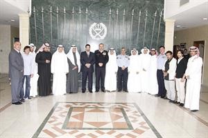 سفيرنا لدى الاردن دحمد الدعيج وديبلوماسيون خلال لقائهم مع مدير الامن العام الاردني الباشا المجالي﻿