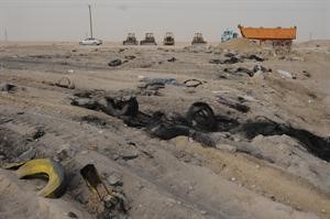 حريق رحية اصبح رمادا تحت الرمال﻿