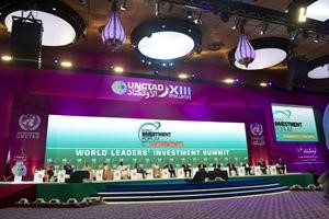 جانب من افتتاح اعمال مؤتمر الامم المتحدة للتجارة والتنمية الاونكتاد في دورته الثالثة عشرة في قطر
