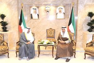 سمو الشيخ جابر المبارك مستقبلا الشيخ احمد الفهد﻿