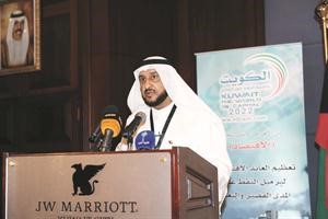 احمد العربيد خلال المؤتمر التعريفي
