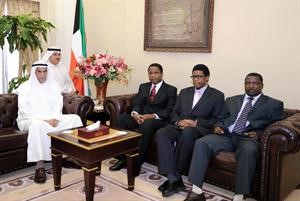 رئيس مجلس الامة احمد السعدون خلال استقباله رئيس مجلس النواب في مملكة سوازيلاند