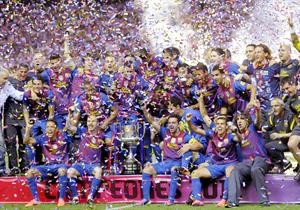فرحة فرصة لاعبي برشلونة بالتتويج بكاس اسبانيا للمرة 26 في تاريخه رويترز
