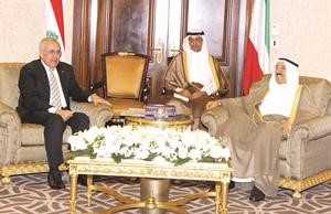 صاحب السمو الامير الشيخ صباح الاحمد لدى استقباله الرئيس اللبناني ميشال سليمان امس 