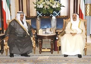 صاحب السمو الامير الشيخ صباح الاحمد خلال لقائه سمو الشيخ ناصر المحمد
