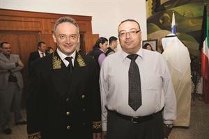 السفير الروسي الكسندر كينشاك مع الزميل اسامة دياب	هاني عبدالله﻿