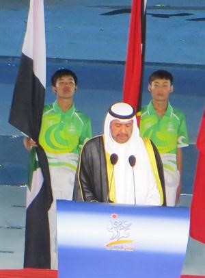 الفهد يلقي كلمته معلنا افتتاح اسياد هيانغ الصيني﻿