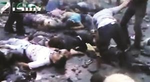 صورة بثها ناشطون لاشلاء ضحايا انفجار زملكا امس الاول