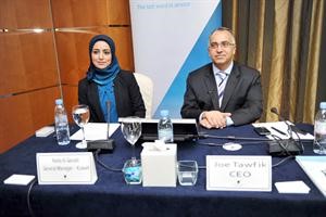 جوزيف توفيق من اليمين خلال المؤتمر الصحافي 	سعود سالم﻿