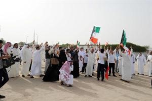 جانب من التظاهرة قبل فضها	سعود سالم﻿